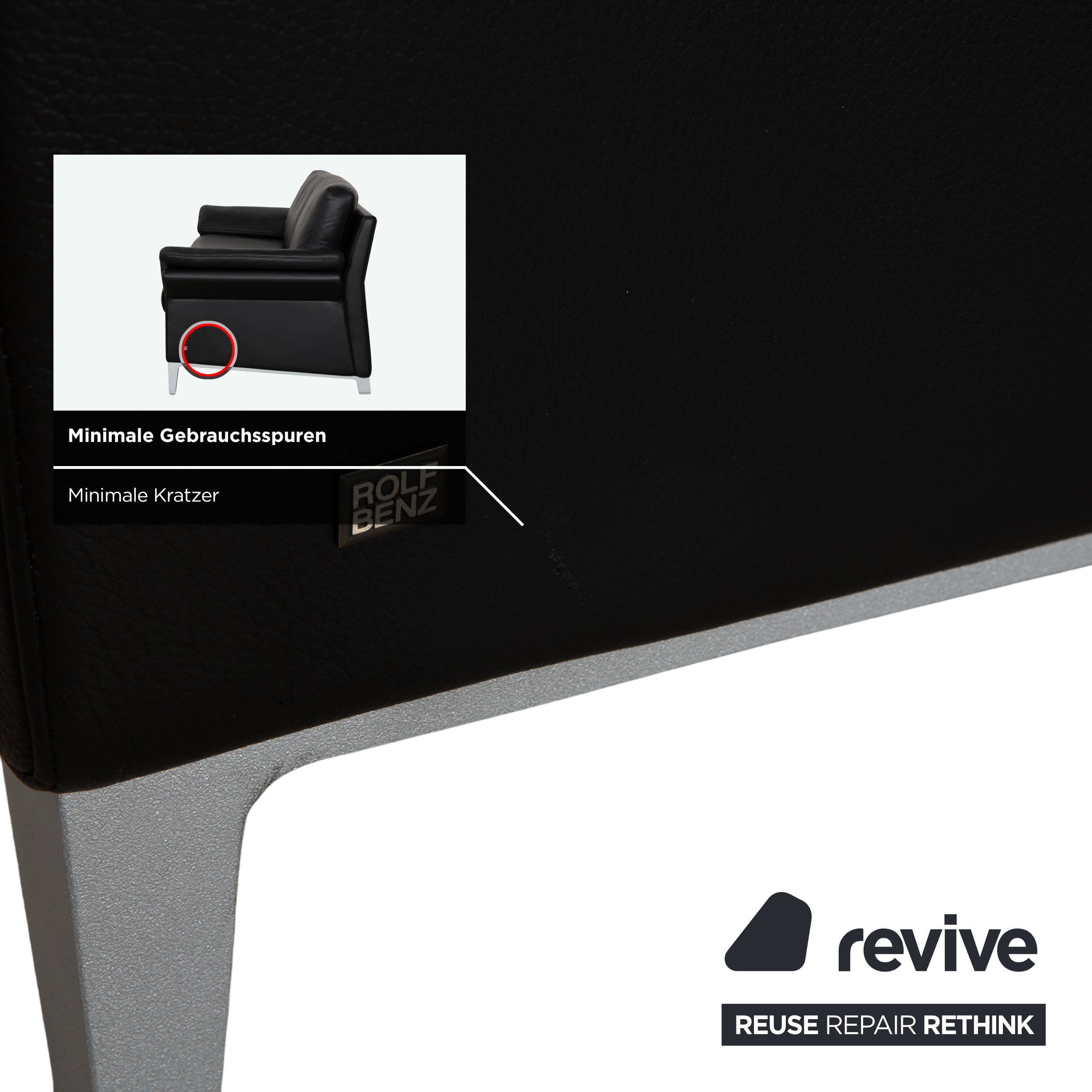 Rolf Benz 3300 Leder Dreisitzer Schwarz Sofa Couch