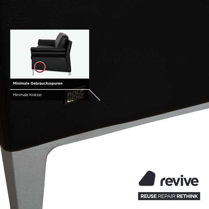 Rolf Benz 3300 Leder Dreisitzer Schwarz Sofa Couch