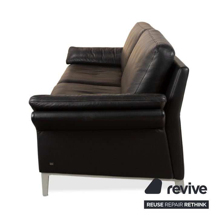 Rolf Benz 3300 Leder Dreisitzer Schwarz Sofa Couch