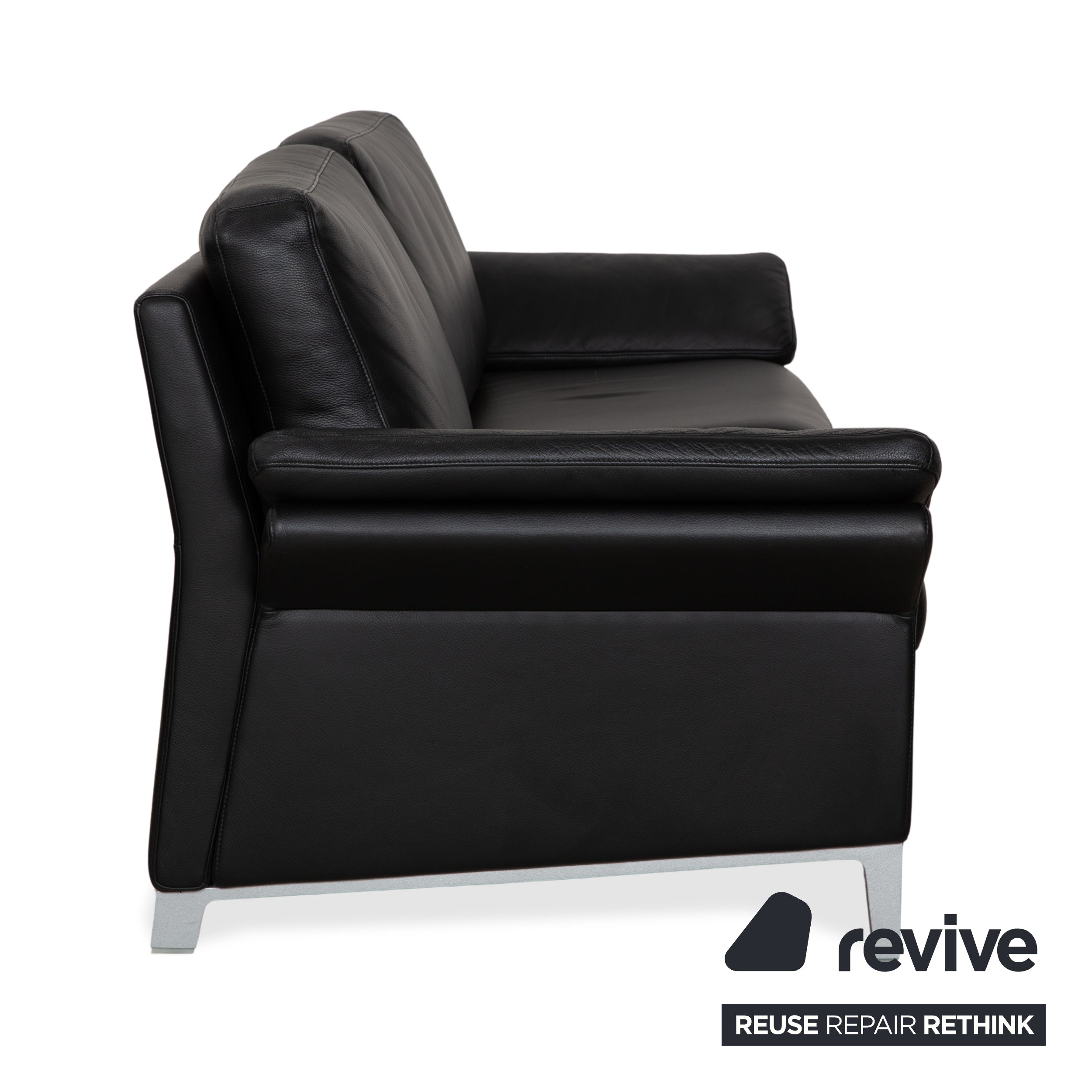 Rolf Benz 3300 Leder Dreisitzer Schwarz Sofa Couch