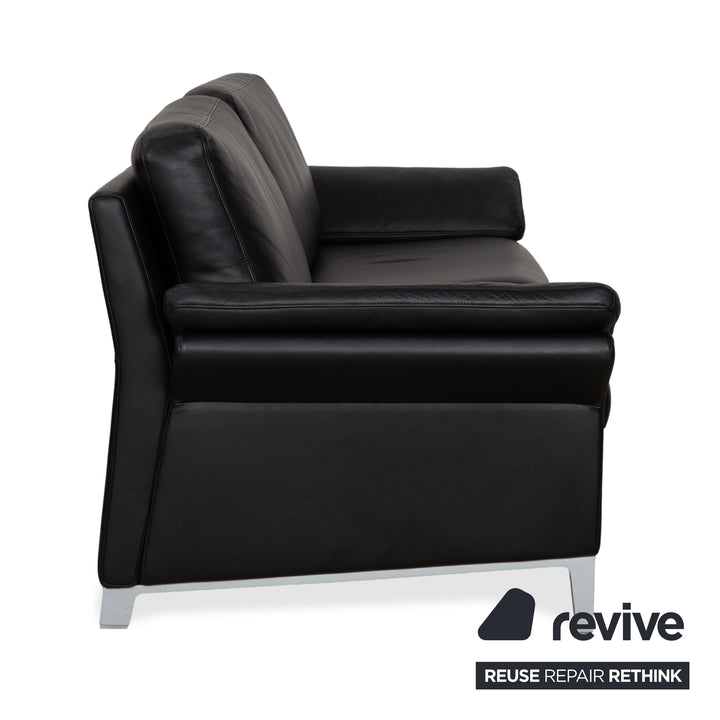 Rolf Benz 3300 Leder Dreisitzer Schwarz Sofa Couch