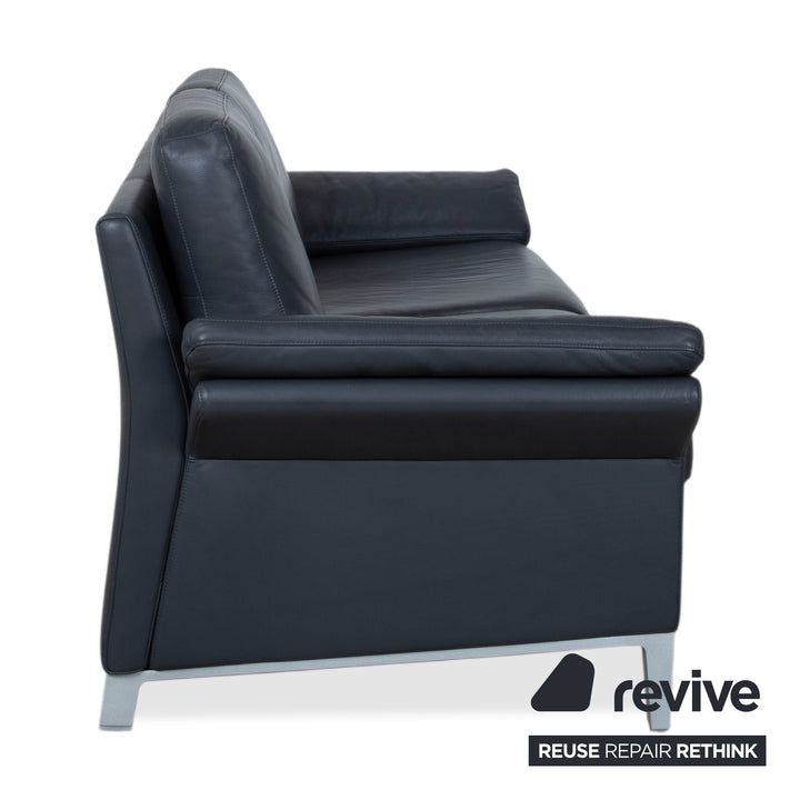 Canapé trois places en cuir noir Rolf Benz 3300