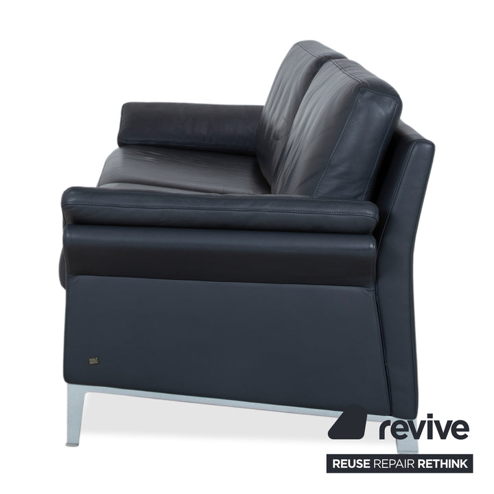 Rolf Benz 3300 Leder Dreisitzer Schwarz Sofa Couch