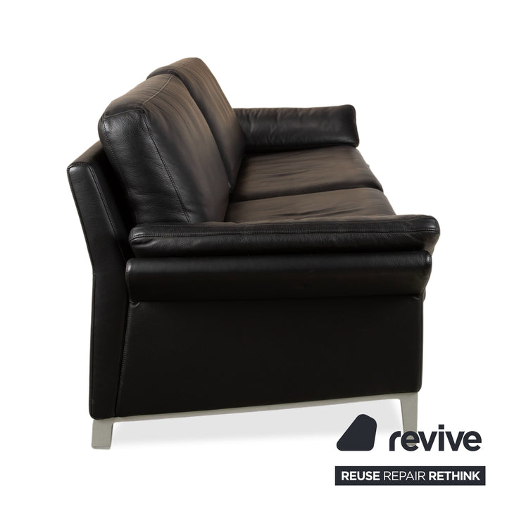 Rolf Benz 3300 Leder Dreisitzer Schwarz Sofa Couch