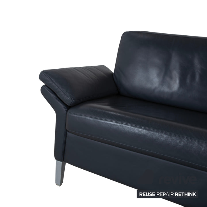 Rolf Benz 3300 Leder Dreisitzer Schwarz Sofa Couch