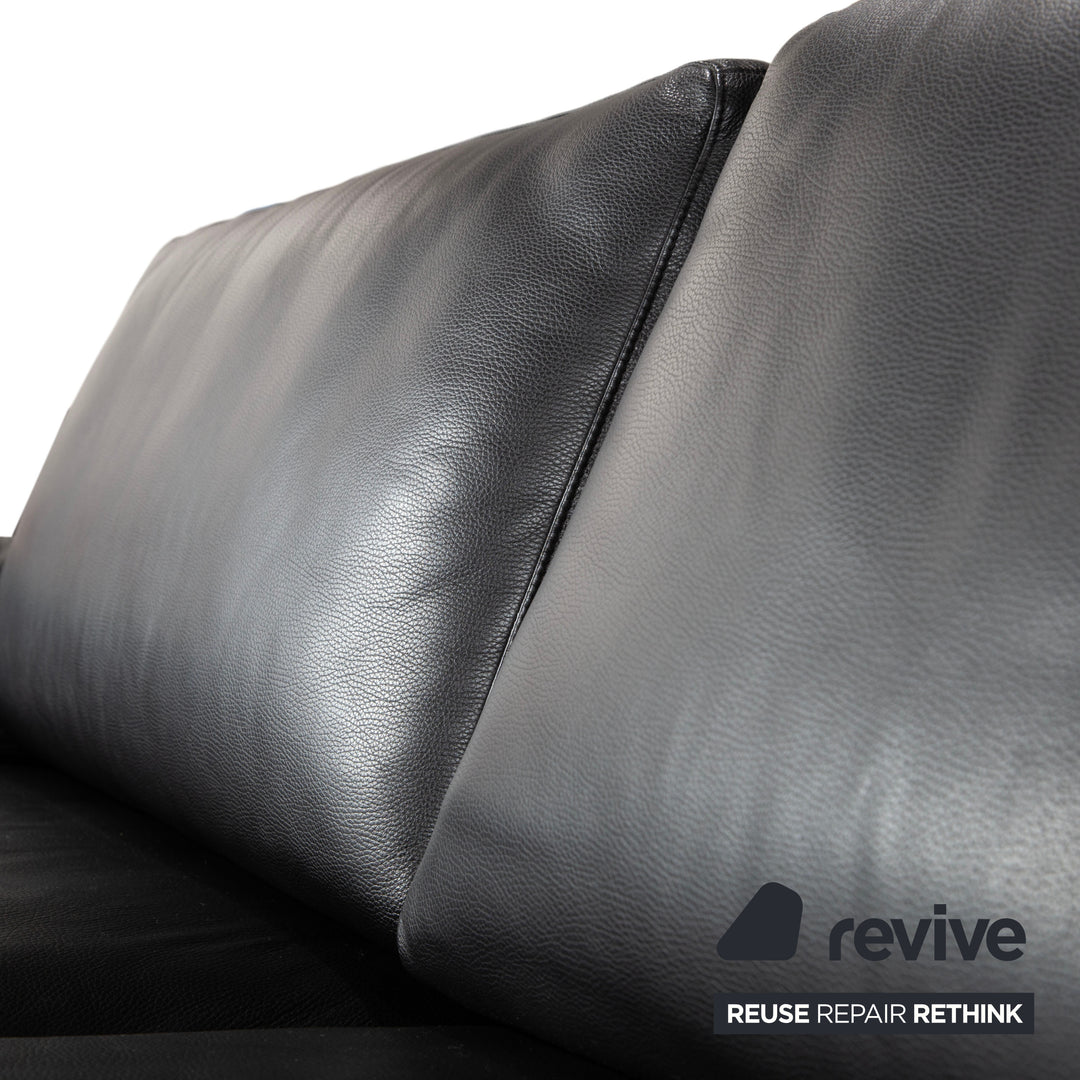 Rolf Benz 3300 Leder Dreisitzer Schwarz Sofa Couch