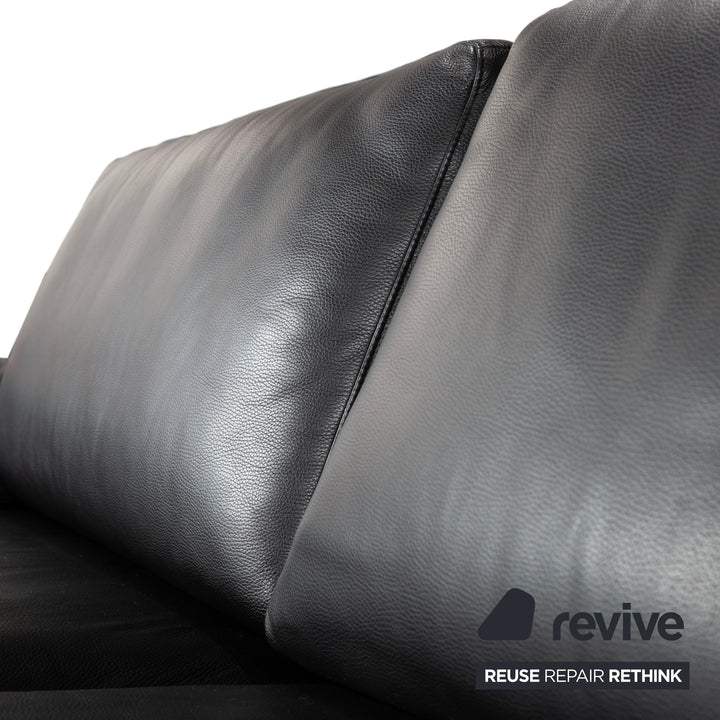 Rolf Benz 3300 Leder Dreisitzer Schwarz Sofa Couch
