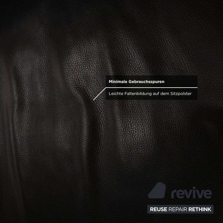 Rolf Benz 3300 Leder Dreisitzer Schwarz Sofa Couch
