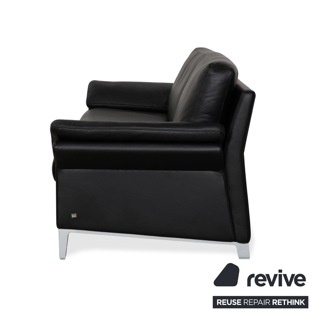 Rolf Benz 3300 Leder Dreisitzer Schwarz Sofa Couch