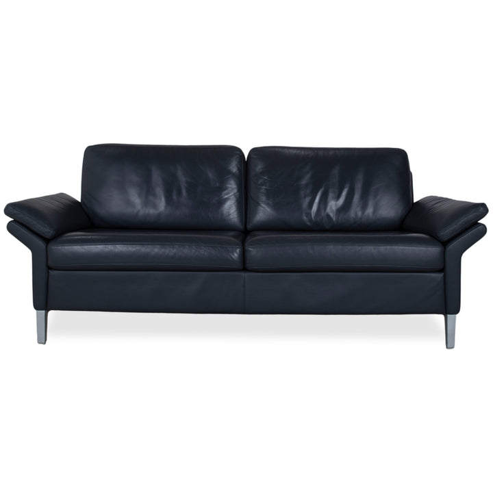 Canapé trois places en cuir noir Rolf Benz 3300