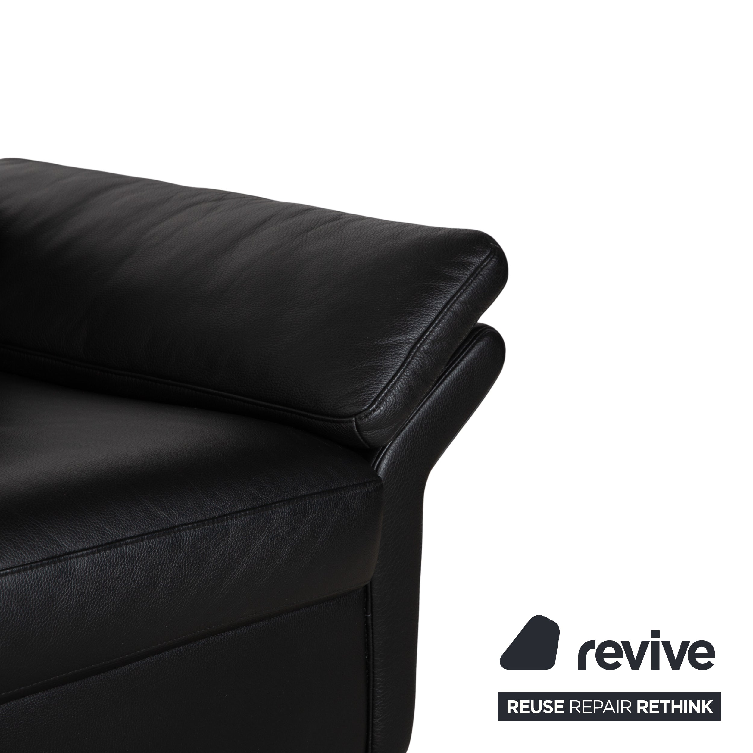 Rolf Benz 3300 Leder Dreisitzer Schwarz Sofa Couch