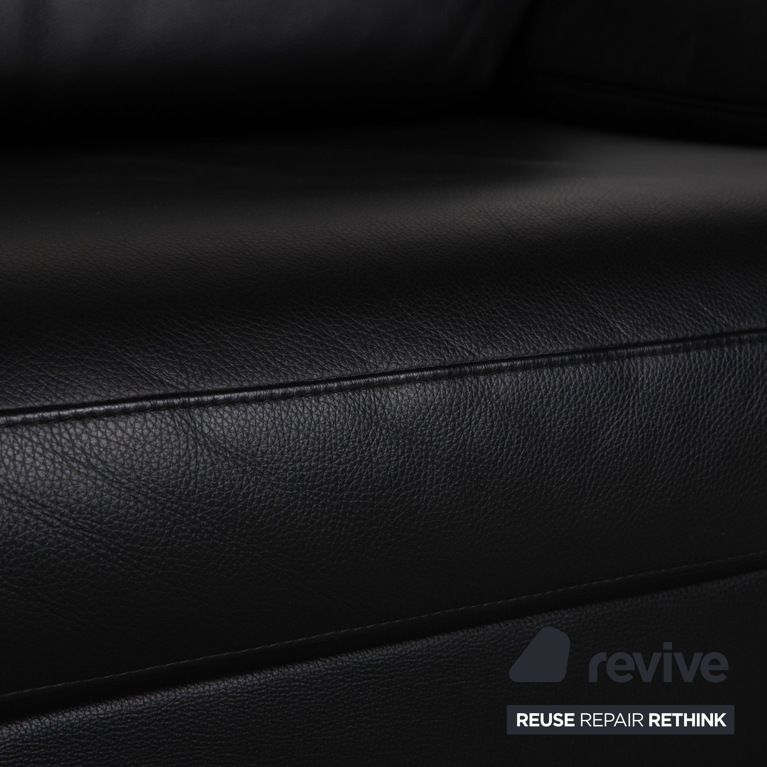 Rolf Benz 3300 Leder Dreisitzer Schwarz Sofa Couch