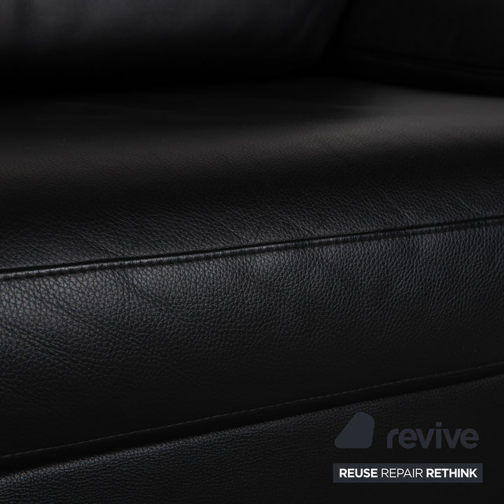 Rolf Benz 3300 Leder Dreisitzer Schwarz Sofa Couch