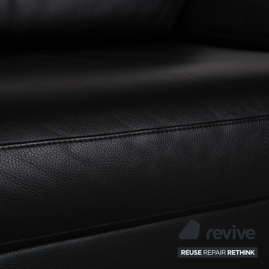 Rolf Benz 3300 Leder Dreisitzer Schwarz Sofa Couch
