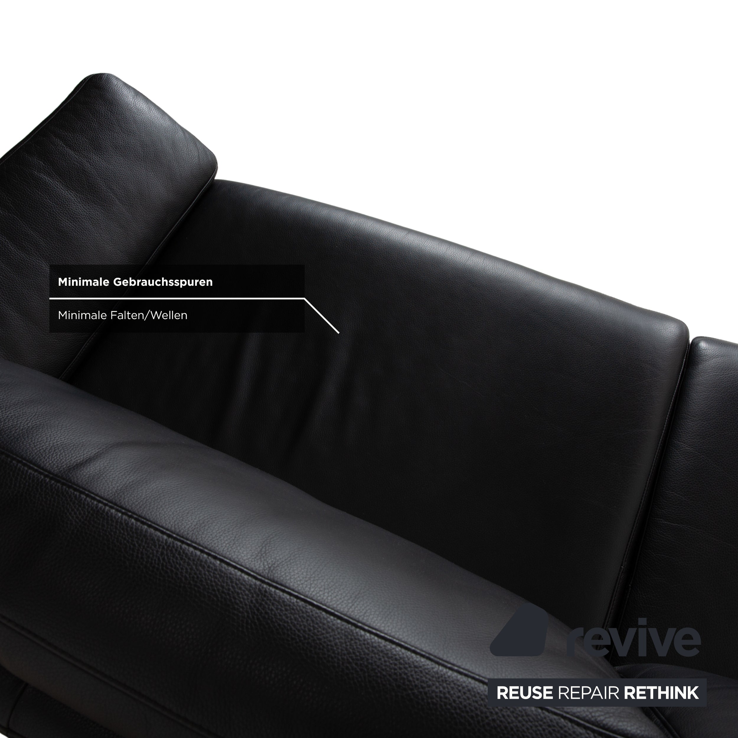 Rolf Benz 3300 Leder Dreisitzer Schwarz Sofa Couch