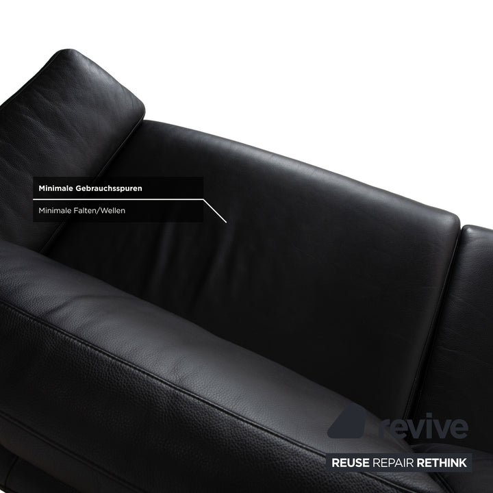 Rolf Benz 3300 Leder Dreisitzer Schwarz Sofa Couch