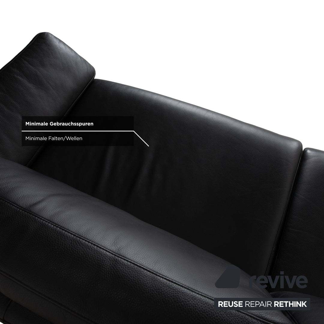 Rolf Benz 3300 Leder Dreisitzer Schwarz Sofa Couch