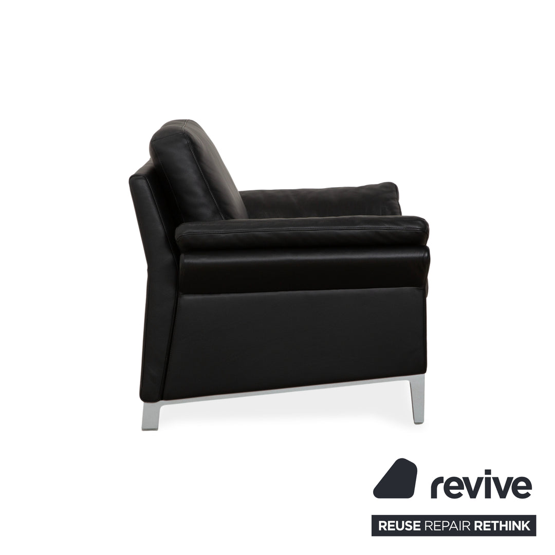 Fauteuil en cuir noir Rolf Benz 3300