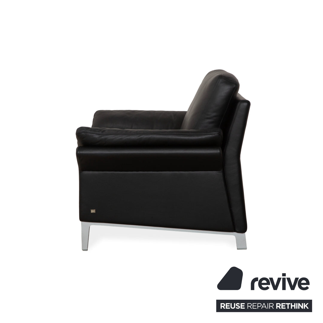 Fauteuil en cuir noir Rolf Benz 3300