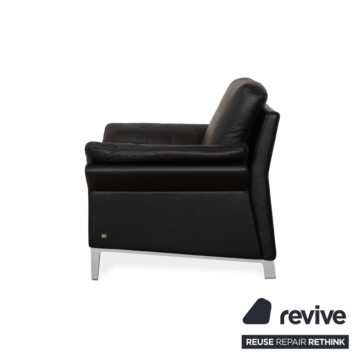 Fauteuil en cuir noir Rolf Benz 3300