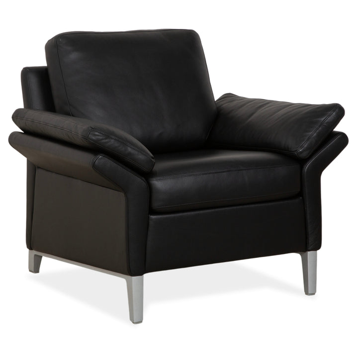 Fauteuil en cuir noir Rolf Benz 3300