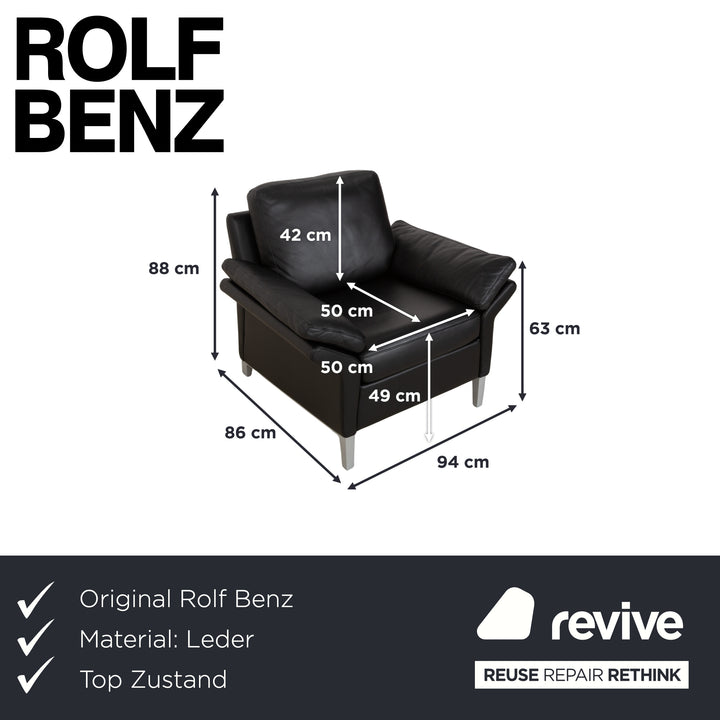 Fauteuil en cuir noir Rolf Benz 3300