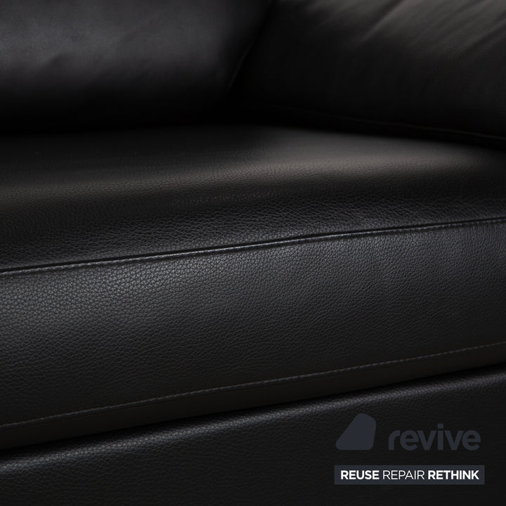 Fauteuil en cuir noir Rolf Benz 3300