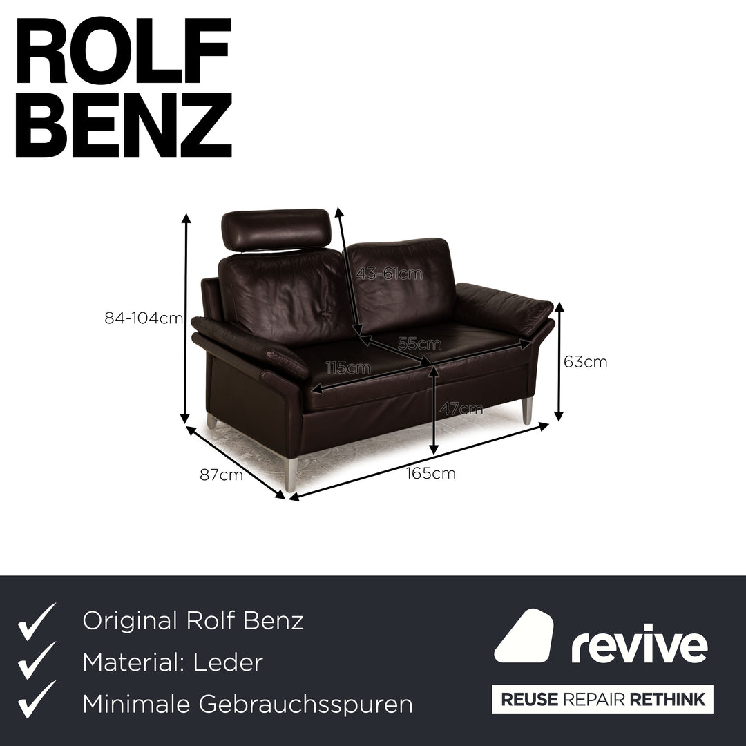 Rolf Benz 3300 Leder Zweisitzer Braun Dunkelbraun Sofa Couch