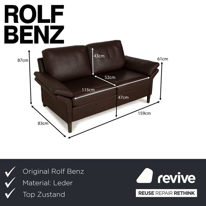 Canapé deux places en cuir marron Rolf Benz 3300