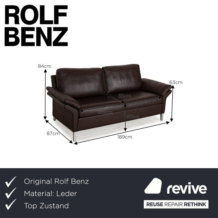 Canapé deux places en cuir marron Rolf Benz 3300