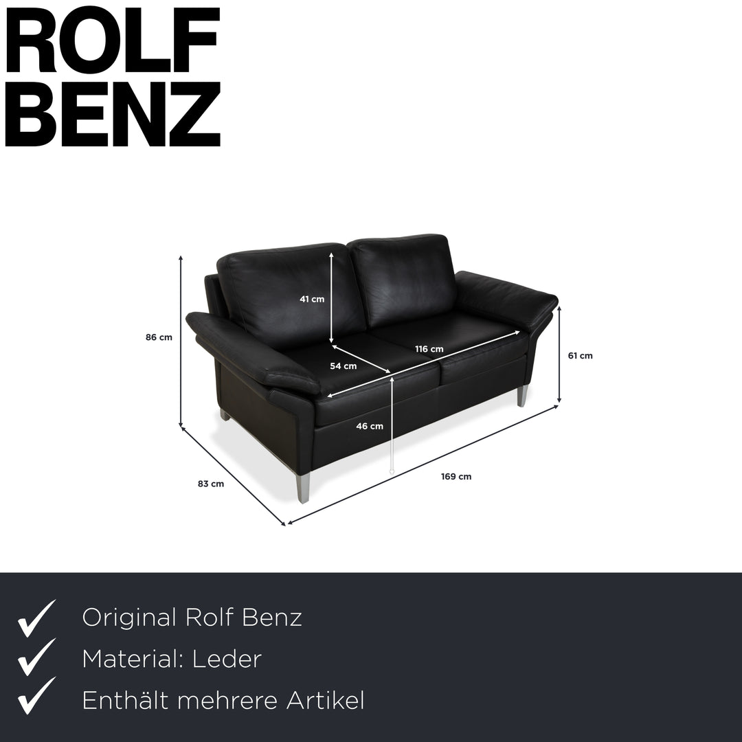 Rolf Benz 3300 Leder Zweisitzer Dreisitzer Schwarz Sofa Couch
