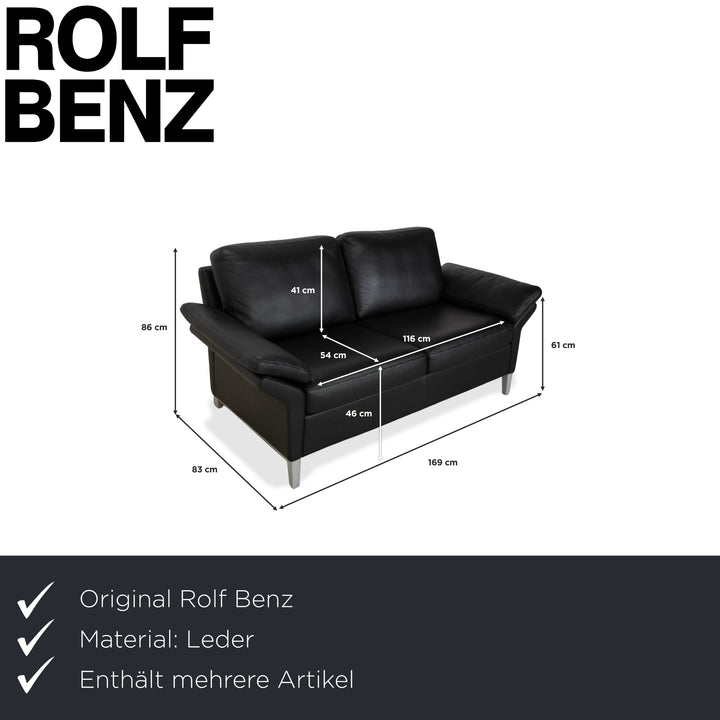 Rolf Benz 3300 Leder Zweisitzer Dreisitzer Schwarz Sofa Couch