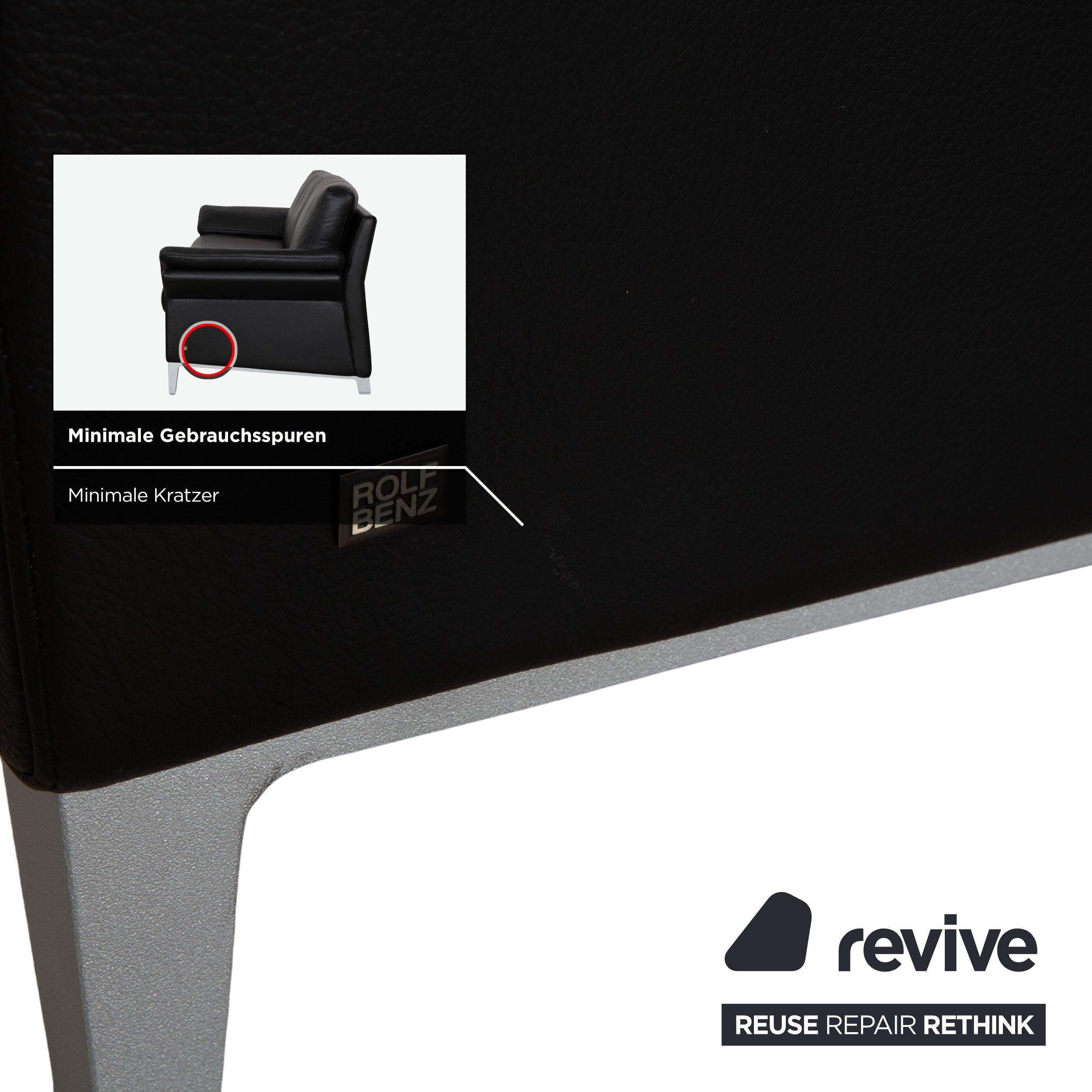 Rolf Benz 3300 Leder Zweisitzer Dreisitzer Schwarz Sofa Couch