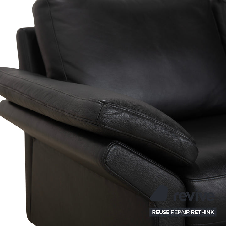 Rolf Benz 3300 Leather Two-Seater Black Sofa Couch