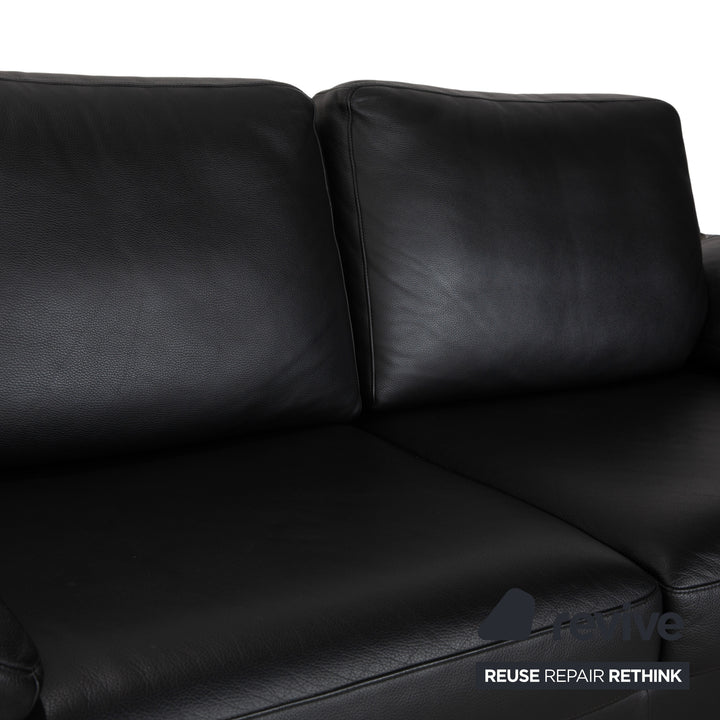 Rolf Benz 3300 Leather Two-Seater Black Sofa Couch