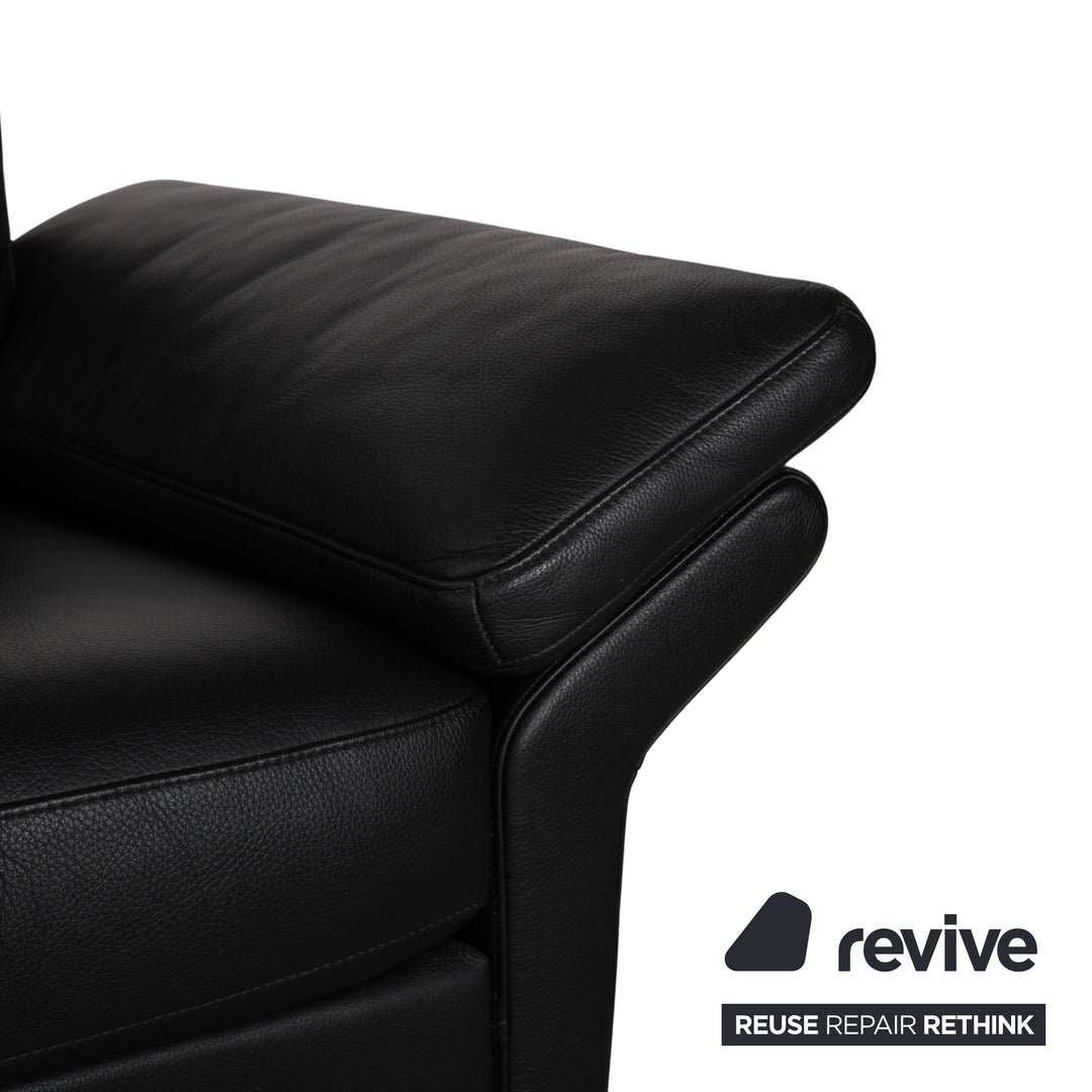 Rolf Benz 3300 Leather Two-Seater Black Sofa Couch