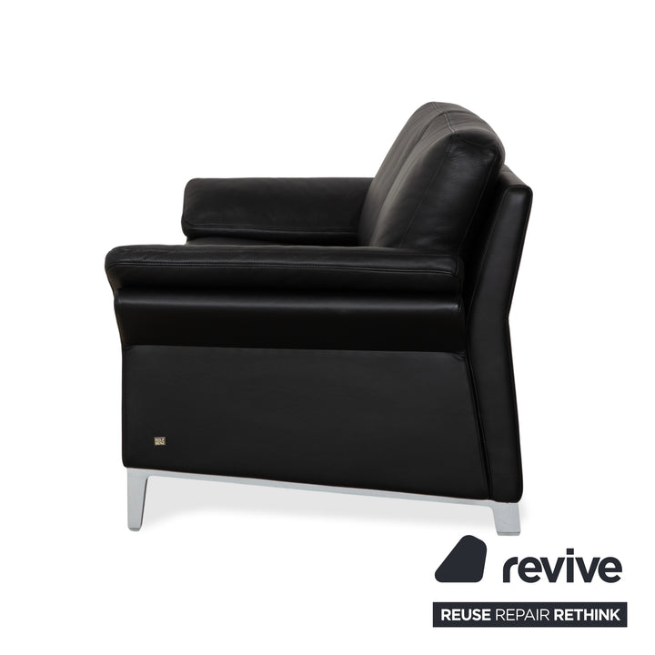 Canapé deux places en cuir noir Rolf Benz 3300