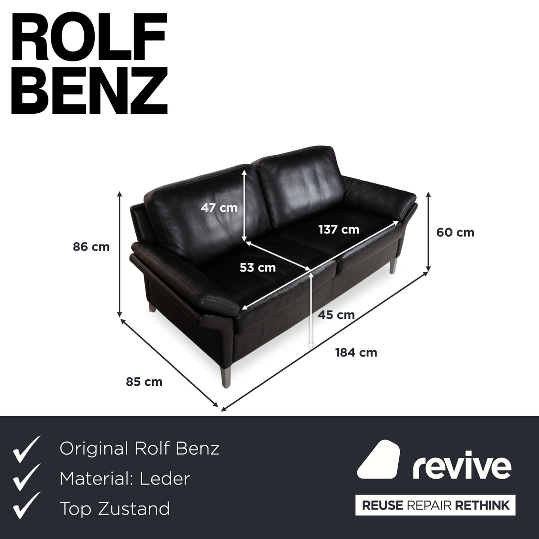 Rolf Benz 3300 Leder Zweisitzer Schwarz Sofa Couch