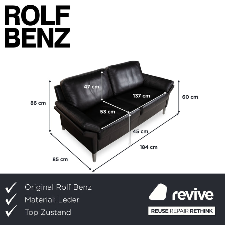 Rolf Benz 3300 Leder Zweisitzer Schwarz Sofa Couch
