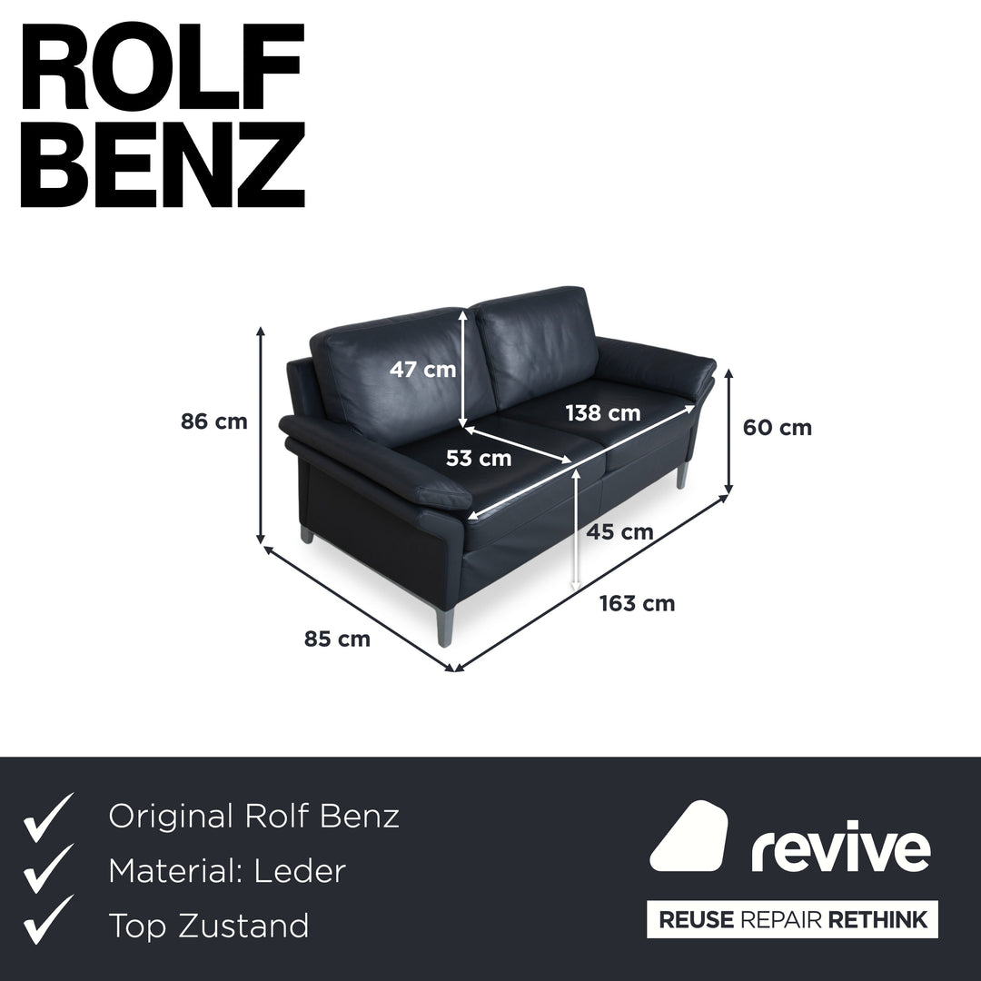 Rolf Benz 3300 Leder Zweisitzer Schwarz Sofa Couch