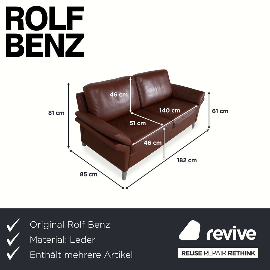 Rolf Benz 3300 Two-Seater Three-Seater Leather Sofa Brown Couch