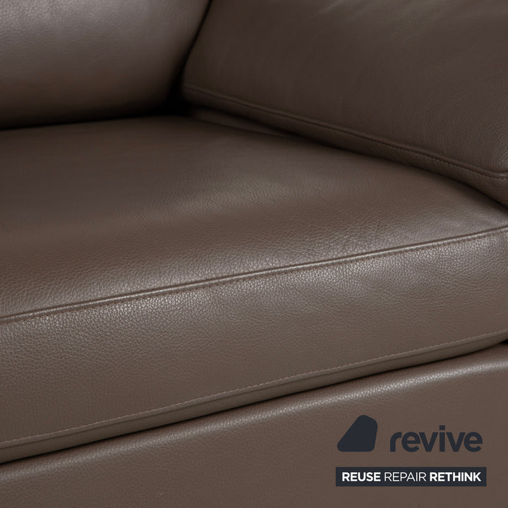 Rolf Benz 3300 Two-Seater Leather Sofa Brown Grey Couch