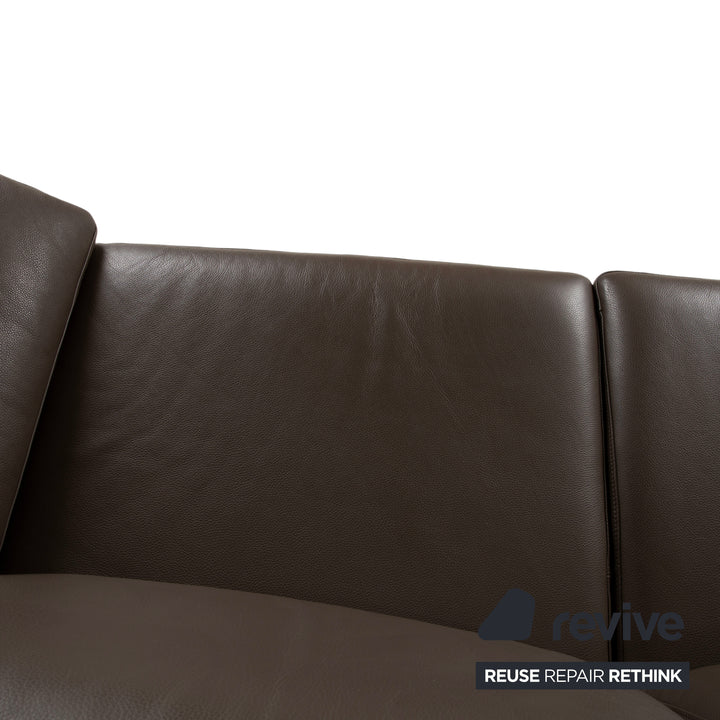 Rolf Benz 3300 Two-Seater Leather Sofa Brown Grey Couch