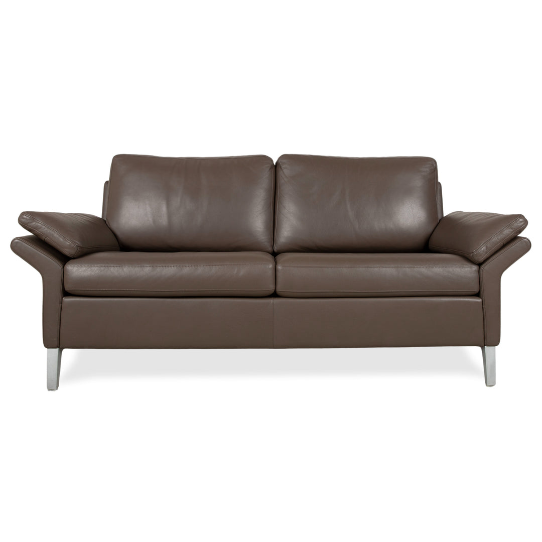 Rolf Benz 3300 Two-Seater Leather Sofa Brown Grey Couch