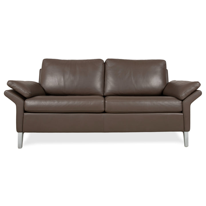 Rolf Benz 3300 Two-Seater Leather Sofa Brown Grey Couch