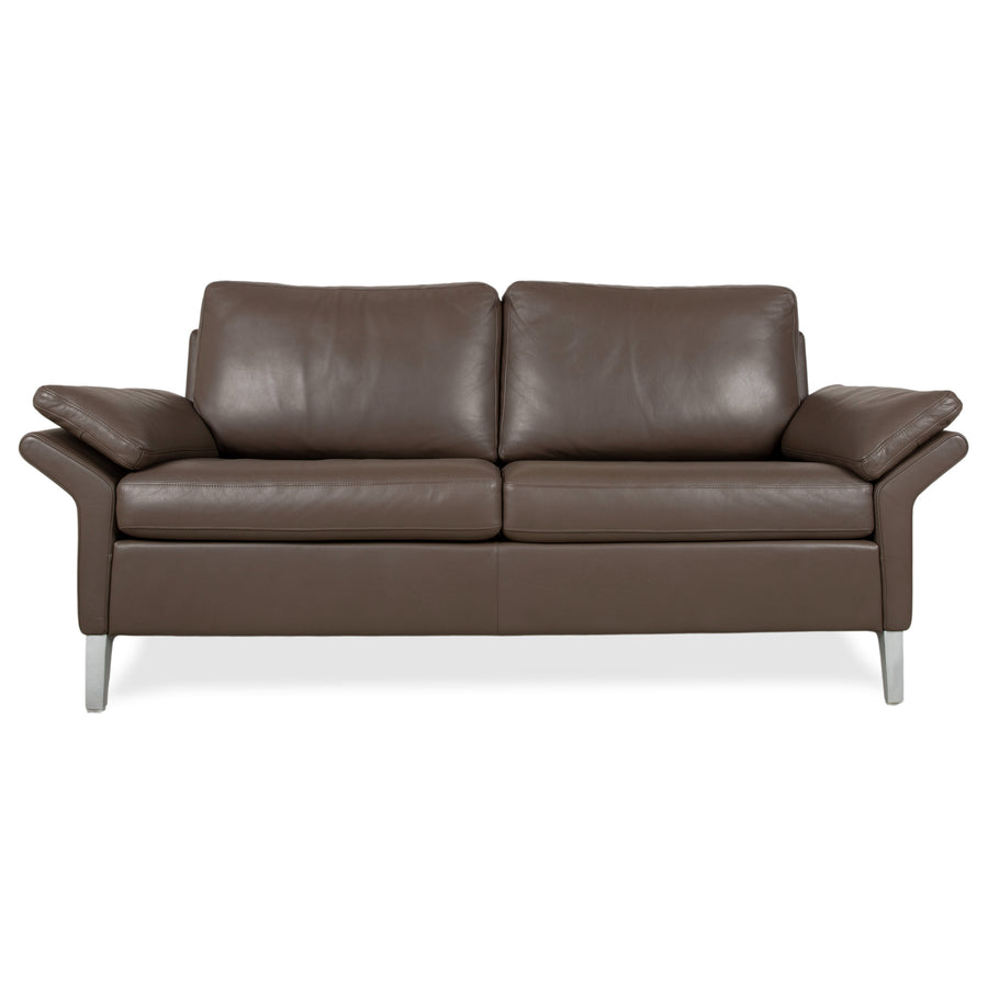 Rolf Benz 3300 Two-Seater Leather Sofa Brown Grey Couch