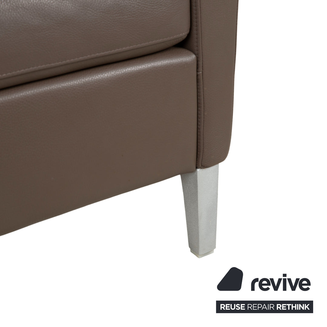 Rolf Benz 3300 Two-Seater Leather Sofa Brown Grey Couch