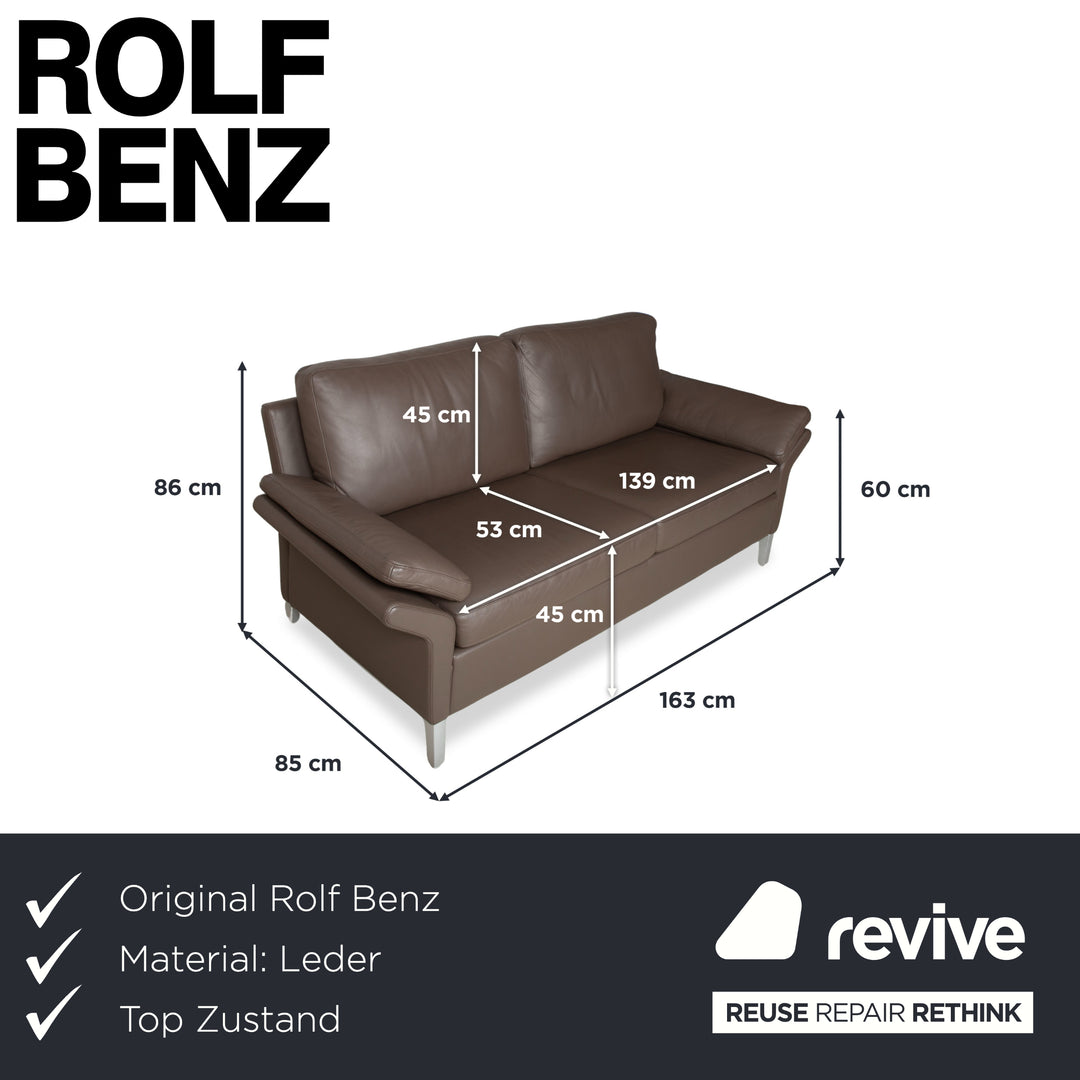 Rolf Benz 3300 Two-Seater Leather Sofa Brown Grey Couch