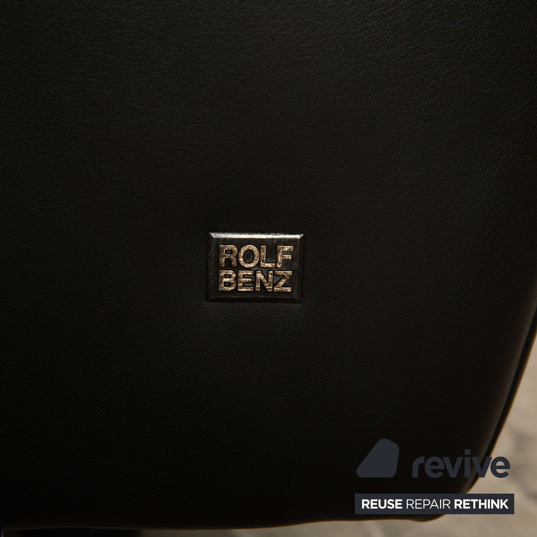 Rolf Benz 333 Leather Three Seater Black Sofa Couch