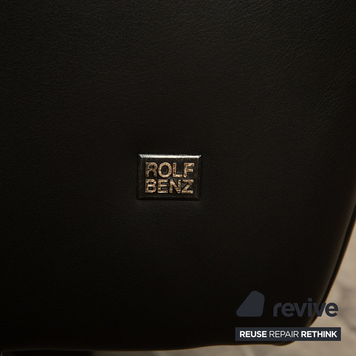 Rolf Benz 333 Leather Three Seater Black Sofa Couch
